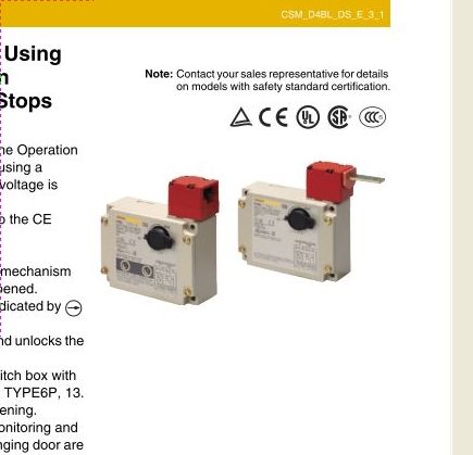Omron D4BL-3DRG-A Solenoid Interlock Door Switch