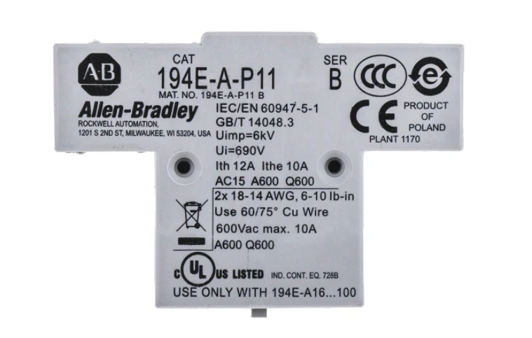 Allen Bradley 194E-A-P11 Auxiliary Contact Block